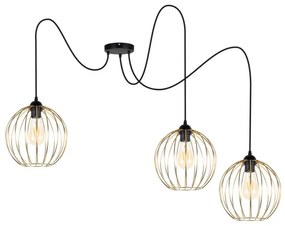 Luster na lanku MATT 3xE27/60W/230V pavúk čierna/zlatá