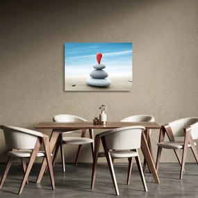Sklenený obraz - Rovnováha s kameňmi (70x50 cm)