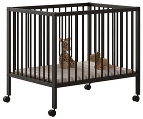 Antracitová detská ohrádka z bukového dreva s nastaviteľnou výškou/na kolieskach 95x75 cm Dino – Vipack