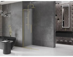 Mexen Velar L, posuvná sprchová zástena Walk-in 110 x 200 cm, 8mm sklo námraza, zlatá matná, 871-110-003-33-55