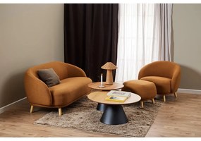 Čierno-prírodný okrúhly konferenčný stolík s doskou v dubovom dekore ø 85 cm Soli – Actona