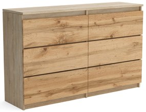Veľká komoda 6 zásuviek ARIE šírka 120cm Dub sonoma/dub Wotan