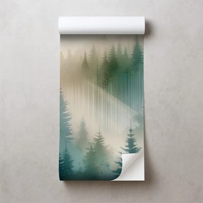 Samolepiaca tapeta hmlistý les v akvareli