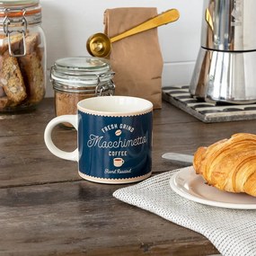 Tmavomodrý/krémový keramický hrnček 350 ml Macchinetta – Rex London