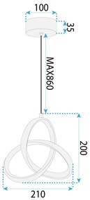 Toolight Toolight, LED závesné osvetlenie 13W, 500lm, 4000K, APP1783-CP, biela, OSW-08969