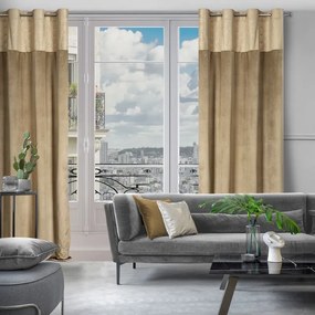 Dekorstudio Zamatový záves AGNES s elegantnou potlačou v béžovej farbe