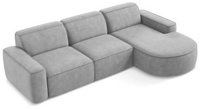 Svetlosivá ženilková rohová pohovka (pravý roh/s leňoškou) Omao – Makamii