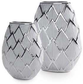 KERAMICKÁ VÁZA SAELA 20X10X26 CM STRIEBORNÁ