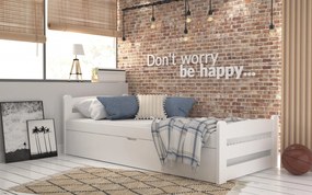 Posteľ z masívu DAVID s úložným priestorom - 200x90 cm - biela