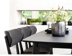 Čierna dubová jedálenská stolička s tmavosivým sedadlom Rowico Cato