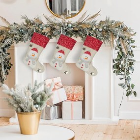 Vianočná dekorácia SNOW 3 svetlosivá / červená