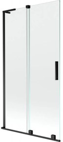 Mexen Velar L, 2-krídlová posuvná vaňová zástena 100 x 150 cm, 8mm číre sklo, čierna matná, 896-100-003-01-70