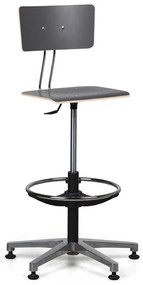 Pracovná stolička SALLY, vysoká, klzáky, tmavo sivá