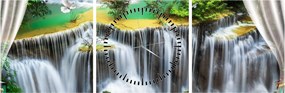 Obraz - Výhľad na kúzelné vodopády (s hodinami) (90x30 cm)