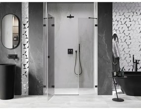 Mexen Lunar, ľavé výklopné sprchové dvere 160 cm, číre sklo, čierny profil, 834S-160-050-70-00-L