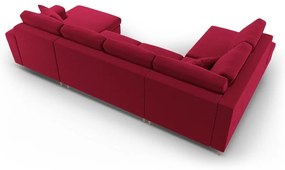 Červená zamatová rozkladacia/s úložným priestorom rohová pohovka (ľavý roh/do "U") Kyoto – Cosmopolitan Design