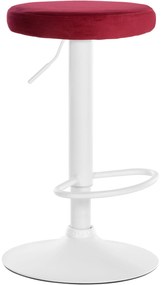Barová stolička Ponte - zamat, biely rám - Červená