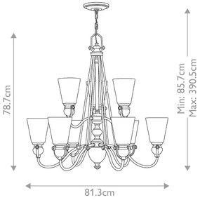 Hinkley HK-MAYFLOWER9 - Luster na reťazi MAYFLOWER 9xE27/60W/230V