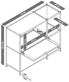 Kovová odkladacia skrinka »CN3« s 2 výklopnými priehradkami, sivá