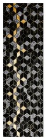 Koberec / Behúň GLOSS 400B 86 glamour, art deco, 3D geometrický - čierny / zlatý