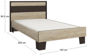 Jednolôžková posteľ s roštom Seina 900 - dub sonoma / wenge magic