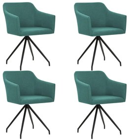 Otočné jedálenské stoličky 4 ks, zelené, látka