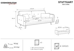 Svetlosivá rozkladacia pohovka Cosmopolitan Design Stuttgart, 212 cm