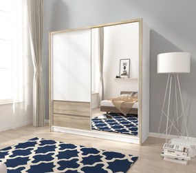 Šatní skříň Sara III 204 cm bílá/dub sonoma