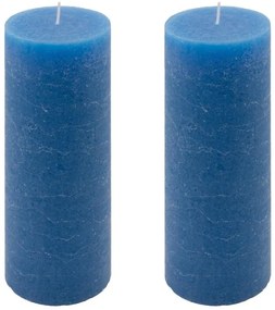 Modrá parafínová sviečka rustikálna 20 cm, 90 h, sada 2 ks