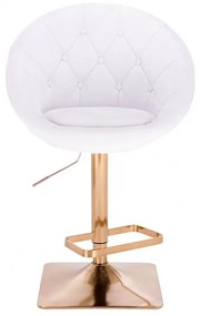 LuxuryForm DESIGN Barová stolička VERA na zlatej hranatej podstave - biela