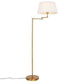 Bronzová stojaca lampa s bielym skladaným tienidlom a nastaviteľným ramenom - Ladas Deluxe
