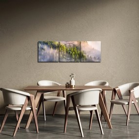 Obraz horskej krajiny (s hodinami) (90x30 cm)