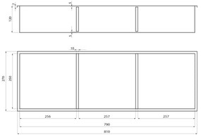 POLYSAN 1301-27B Inserta zapustená polica do obkladu, 27 x 81 cm, nehrdz. oceľ, antracit