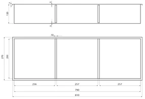 POLYSAN 1301-27B Inserta zapustená polica do obkladu, 27 x 81 cm, nehrdz. oceľ, antracit