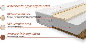 Detský matrac piena 160x70x10 cm - kokos / latex