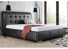 Čalúnená manželská posteľ Pilatus, Rozmer postele: 160x200, Dostupné poťahy: ekokoža Soft 011 (čierna)