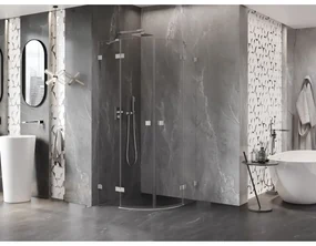 Mexen Lunar, polkruhový výklopný sprchový kút 90 x 90 cm, 8mm číre sklo, oceľový profil, 833-090L-090P-97-00
