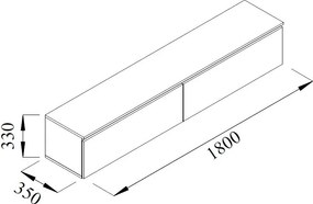 Závesná TV skrinka Asko Living, 180 cm, dub artisan/antracit