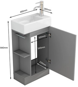 Voľne stojaca skrinka s umývadlom Houseland Ruvin 46 cm sivá