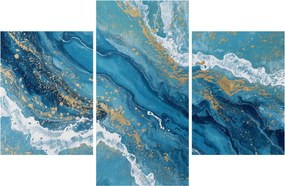 Obraz - Bledomodrý mramor so zlatom II. (90x60 cm)