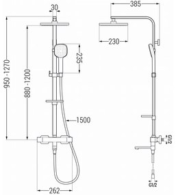 Mexen - CQ33 vaňovo-sprchový set s termostatickou batériou Cube, čierna, 779103395-70