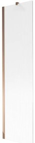 Mexen Next, vaňová zástena 1-krídlová 50 x 150 cm, fixné krídlo, 6 mm sklo s pruhmi, ružové zlato profil, 895-050-000-00-09-60