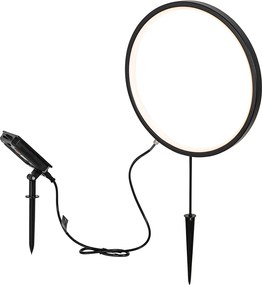 Bodové svetlo čierne 60 cm vrátane nabíjateľnej LED a solárnej IP65 - Adalind