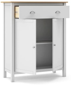 Biela/prírodná vysoká komoda z borovicového dreva 90x110 cm Misti – Marckeric