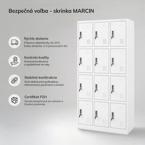 Biela šatňová bezpečnostná skriňa: MARCIN, 900 x 1850 x 400 mm