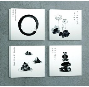 Obrazy v súprave 4 ks 30x30 cm Japanese Zen – Wallity