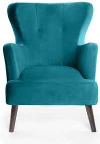 Tyrkysové zamatové kreslo ušiak Noemye – Bonami Selection