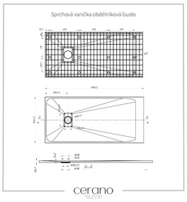 Cerano Gusto, obdĺžniková sprchová vanička 150x70x3 cm z minerálneho kompozitu, biela, CER-CER-414620