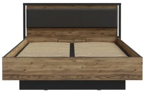Dvojlôžková posteľ s úložným priestorom OREN 160x200 cm hnedá/čierna