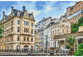 Gario Diamantové maľovanie Karlovy Vary Rozmery: 60 x 40 cm, Rámovanie: Iba zrolované plátno, Diamanty: Okrúhle